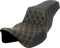 SADDLEMEN Step-Up Seat - Front Lattice Stitch - Gold Stitch - Extended Reach - FLH/FLT '08-'23 808-07E-17207