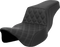 SADDLEMEN Step-Up Seat - Front Lattice Stitch - Gray Stitch - Extended Reach - FLH/FLT '08-'23 808-07E-17202