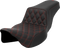 SADDLEMEN Step-Up Seat - Front Lattice Stitch - Red Stitch - Extended Reach - FLH/FLT '08-'23 808-07E-17204