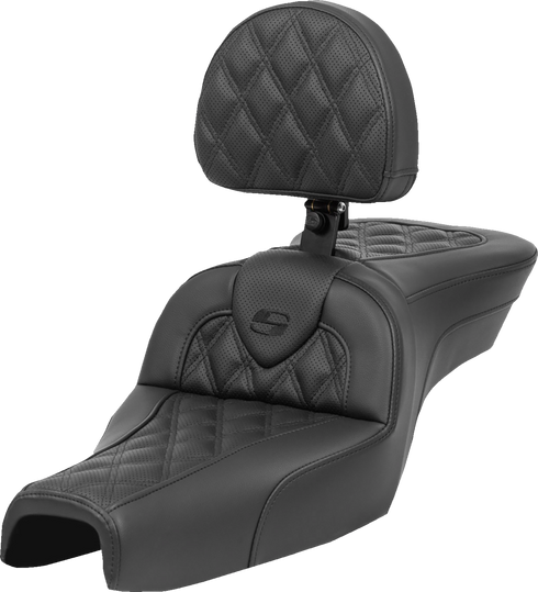 SADDLEMEN Roadsofa™ Seat - with Backrest - Lattice Stitch - XL '04-'22 807-03-182BR