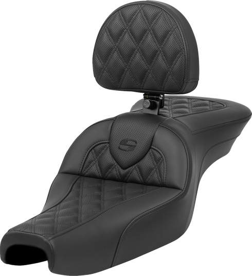 SADDLEMEN Roadsofa™ Seat - with Backrest - Lattice Stitch - XL '04-'22 807-11-182BR