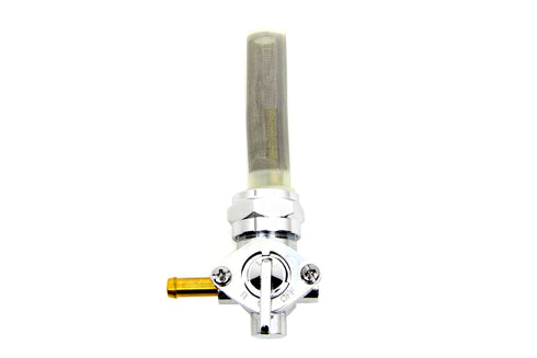 V-Twin Chrome Petcock with Nut and 90 Left Outlet - 35-0498