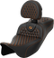 SADDLEMEN RoadSofa™ Seat - Honeycomb - Orange Stitch - with Backrest - Extended Reach - FLH/FLT '08-'24 808-07B-190B3