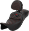 SADDLEMEN RoadSofa™ Seat - Honeycomb - Red Stitch - with Backrest - Extended Reach - FLH/FLT '08-'24 808-07B-190B4