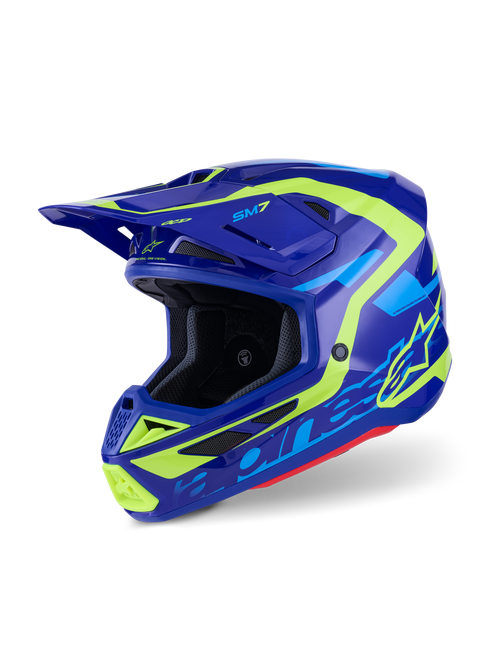ALPINESTARS Sm7 Deed Helmet Blue/Ylw Fluo Glossy Xl - 482-00192X