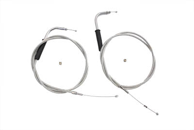 V-Twin 42 inch Stainless Steel Throttle and Idle Cable Set - 36-0119