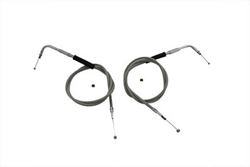 V-Twin 42 inch Stainless Steel Throttle and Idle Cable Set - 36-0129