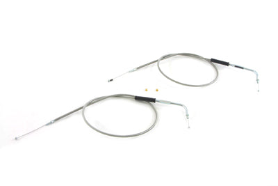 V-Twin Stainless Steel Throttle and Idle Cable Set - 36-0773