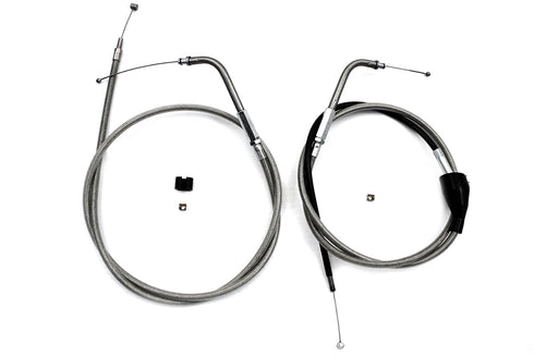 V-Twin 46 inch Stainless Steel Throttle and Idle Cable Set - 36-0825