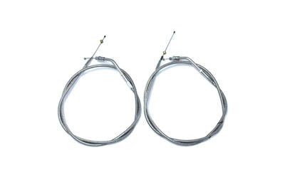 V-Twin Stainless Steel Throttle and Idle Cable Set with 42 inch Cas - 36-0830