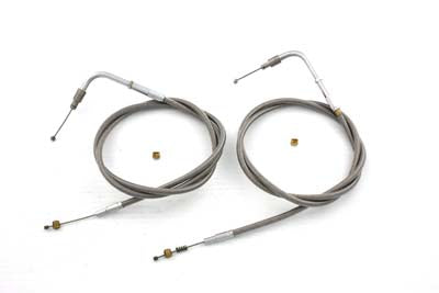 V-Twin 42 inch Stainless Steel Throttle and Idle Cable Set - 36-0831