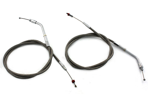 V-Twin Stainless Steel Throttle and Idle Cable Set - 36-0832