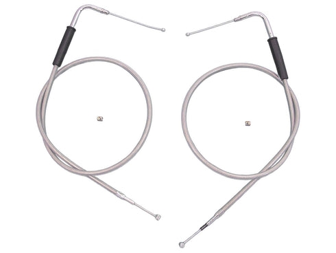 V-Twin 30-1/2 inch Stainless Steel Throttle and Idle Cable Set - 36-0857