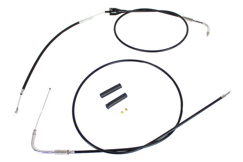 V-Twin Stainless Steel Throttle and Idle Cable Set Black Coat +8 in - 36-0879