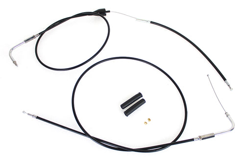V-Twin Stainless Steel Throttle and Idle Cable Set Black Coat +8 in - 36-0879