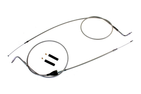 V-Twin Stainless Steel Throttle and Idle Cable Set Clear Coat +8 in - 36-0880