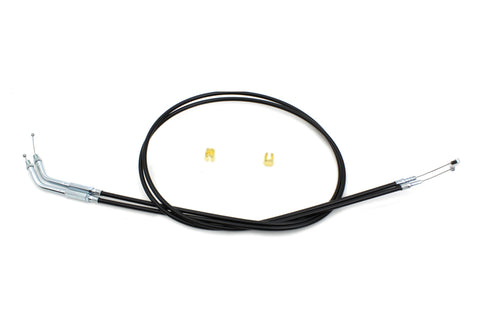 V-Twin Black Throttle and Idle Cable Set with 45 Elbow Fitting - 36-2561