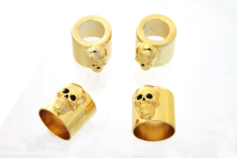 V-Twin Skull Pushrod Cover Cup Set Gold - 37-9079