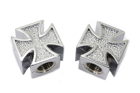 V-Twin Chrome Maltese Cross Valve Set Cover Set - 37-9381