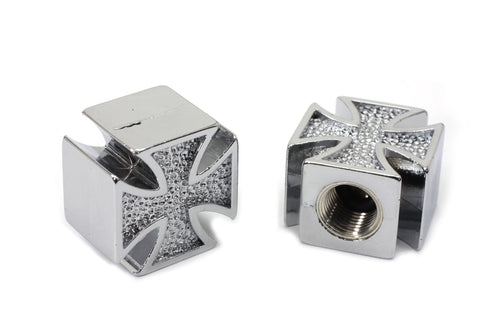 V-Twin Chrome Maltese Cross Valve Set Cover Set - 37-9381