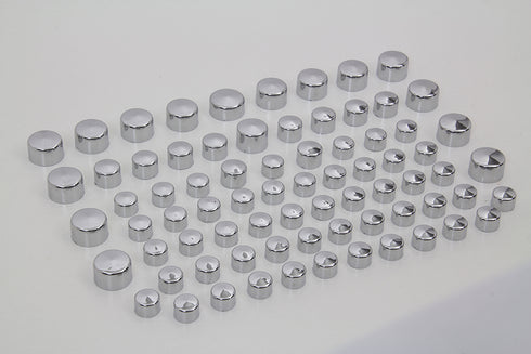 V-Twin Wyatt Gatling Chrome Bolt Cap 75 Piece Cover Kit - 37-9526
