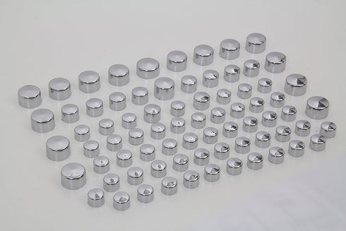 V-Twin Wyatt Gatling Chrome Bolt Cap 75 Piece Cover Kit - 37-9526