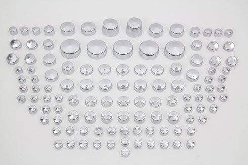 V-Twin Wyatt Gatling Chrome Bolt Cap 116 Piece Cover Kit - 37-9538