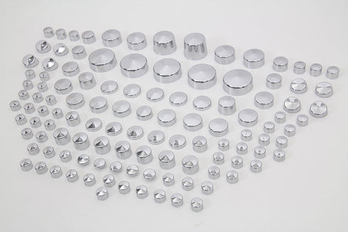 V-Twin Wyatt Gatling Chrome Bolt Cap 116 Piece Cover Kit - 37-9538