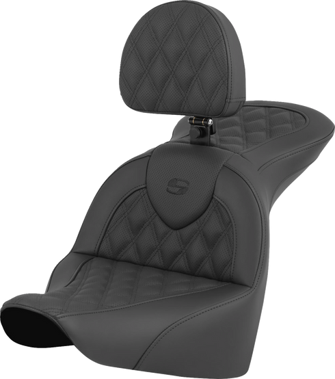 SADDLEMEN RoadSofa™ Seat - Lattice Stitch - with Driver Backrest - FLFB/FXBR '18-'24 818-27-182BR