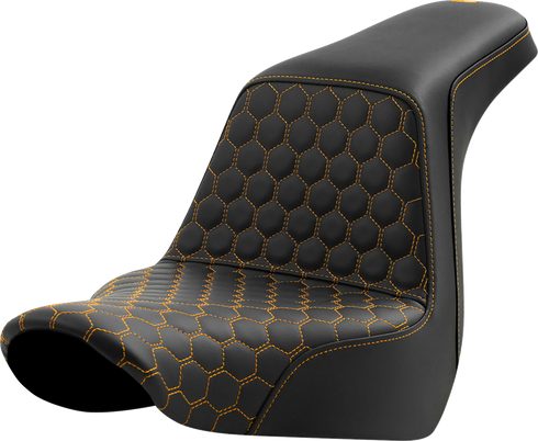 SADDLEMEN Step-Up Seat - Honeycomb - Gold Stitching - FL/FX '18-'24 818-29-17707