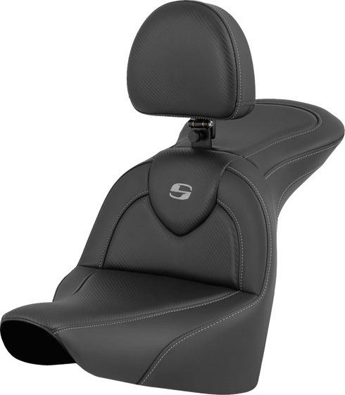 SADDLEMEN RoadSofa™ Seat - Carbon Fiber - with Driver Backrest - FLFB/FXBR '18-'24 818-27-185BR
