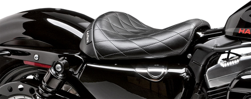 LE PERA Bare Bones Solo Seat - Diamond Stitch - Black - XL '04-'22 LK-006DM