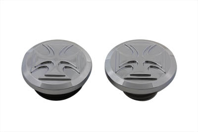 Wyatt Gatling Maltese Style Vented and Non-Vented Billet Gas Cap Set - 38-0424