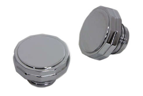 Wyatt Gatling Chrome Hexagon Style Vented and Non-Vented Gas Cap Set - 38-0445