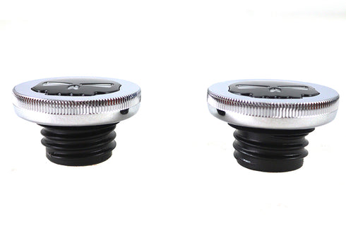 Wyatt Gatling Chrome Skull Style Vented and Non-Vented Gas Cap Set - 38-0620