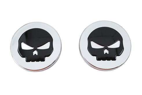 Wyatt Gatling Chrome Skull Style Vented and Non-Vented Gas Cap Set - 38-0620
