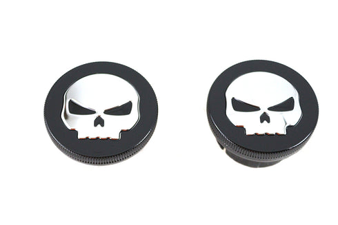 Wyatt Gatling Black Skull Style Vented and Non-Vented Gas Cap Set - 38-0624