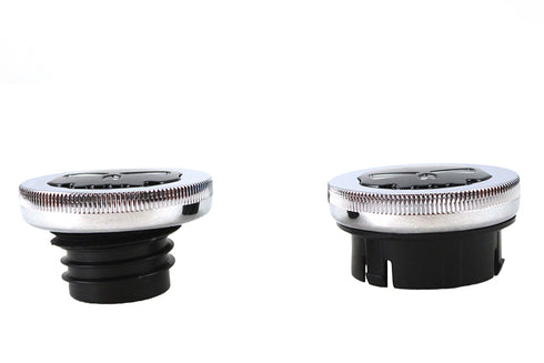 Wyatt Gatling Chrome Skull Style Vented and Dummy Gas Cap Set - 38-0625