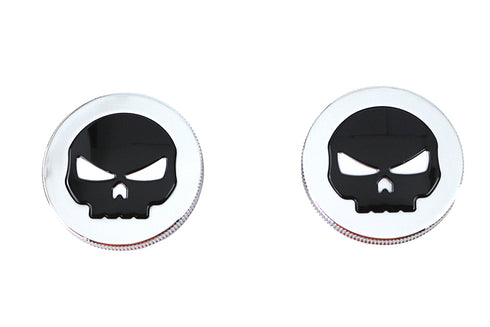 Wyatt Gatling Chrome Skull Style Vented and Dummy Gas Cap Set - 38-0625