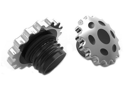 Wyatt Gatling Sprocket Gas Cap Set Vented and Non-Vented Chrome - 38-0663