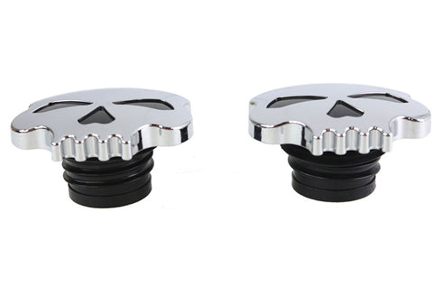 Wyatt Gatling Skull Style Gas Cap Set Chrome - 38-0779
