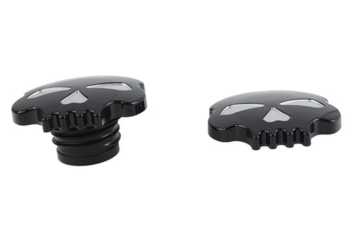 Wyatt Gatling Skull Style Gas Cap Set Vented and Non-Vented Black - 38-0808