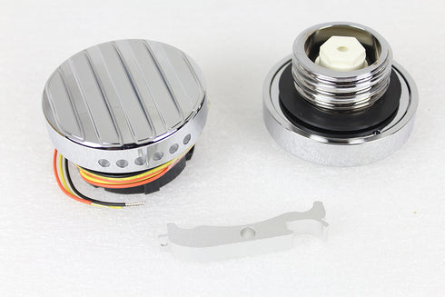 Wyatt Gatling Chrome LED Ribbed Style Fuel Gauge and Filler Cap Set - 38-0988