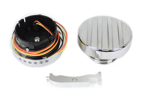 Wyatt Gatling Chrome LED Ribbed Style Fuel Gauge and Filler Cap Set - 38-0988