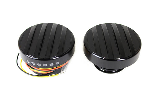Wyatt Gatling Black LED Ribbed Style Fuel Gauge and Filler Cap Set - 38-0989