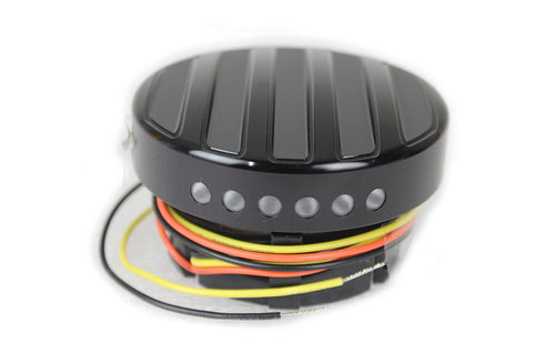 Wyatt Gatling Black LED Ribbed Style Fuel Gauge and Filler Cap Set - 38-0989