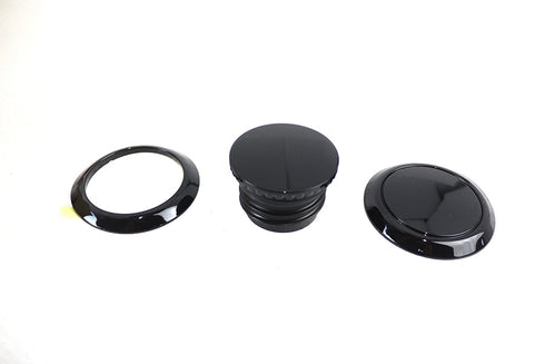 V-Twin Flush Mount Gas Cap & Left Side Tank Cap Kit Black - 38-7058