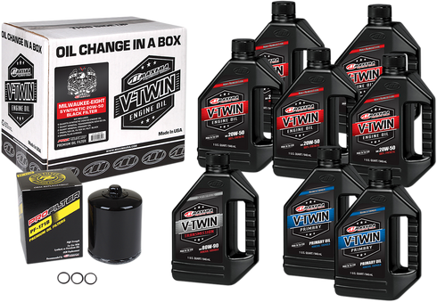 MAXIMA RACING OIL M8 Synthetic 20W-50 Oil Change Kit - Black Filter 90-129018PB