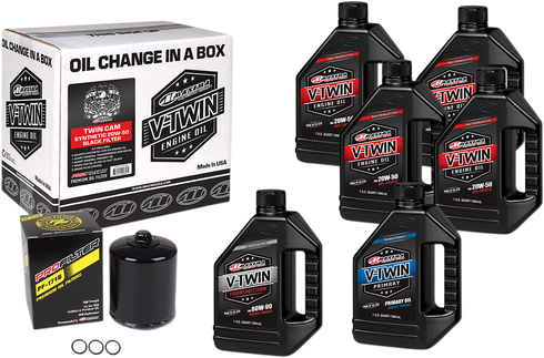 MAXIMA RACING OIL Twin Cam Synthetic 20W-50 Oil Change Kit - Black Filter 90-119016PB