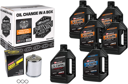 MAXIMA RACING OIL Evolution Mineral 20W-50 Oil Change Kit - Chrome Filter 90-069016PC
